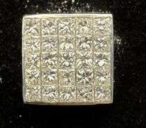 14K White Gold Princess Cut Diamond Cluster Earrings of 1.0 CT