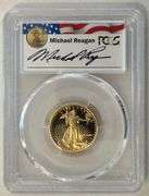 1991-P $10 American Gold Eagle PCGS PR69DCAM Reagan Legacy Series Michael Reagan Signed Label 1/4 oz