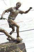 Two Soccer Player Bronze Sculpture
