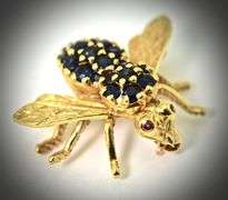 Super 18K Fly Brooch with Sapphires