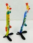 2 Italian Murano Art Glass Clown Figurines