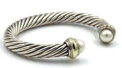 David Yurman classic cable pearl cuff bangle bracelet
