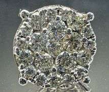 14K White Gold Round Brilliant Cut Diamond Cluster Earrings of 1.0 CT