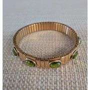 Pierre Lorren 24k Gold Plated Swarovski Peridot Bracelet