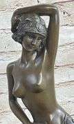 Nude Woman Kneels Bronze Statue