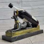 Win Holder Egyptian Anubis Jackal Bronze Sculpture