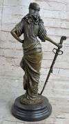 Persian Princess With Sword Bronze Sculpture on Marble Base Figurine