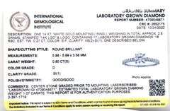 14kt White gold 0.80ct Lab grown diamond engagement ring