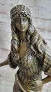 Persian Princess With Sword Bronze Sculpture on Marble Base Figurine