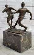 Two Soccer Player Bronze Sculpture