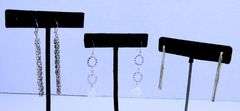 3 Pairs of Long Sterling Silver Earrings