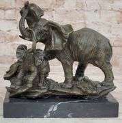 Elephant with Baby Wildlife Bronze Sculpture