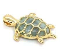 Whimsical 14K YG and Jade Turtle Pendant