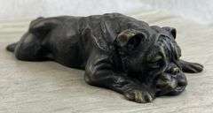 Sweet Little Bulldog Bronze Sculpture