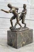 Two Soccer Player Bronze Sculpture