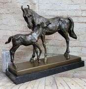 Mare And Foal Horse Bronze Sculpture