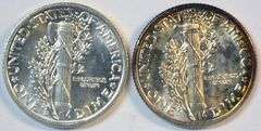 1939-S in BU and 1940-P in Gem BU (FSB) Mercury Dimes