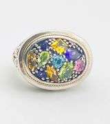 925 Sterling Silver EFFY Balisssima Multi Gemstone And Ornate 18KT Yello Gold Accent Ring