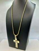 Amazing Yellow Gold Plated Sparkling Cross Pendant Necklacee