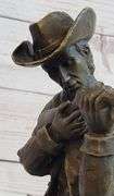 Cowboy With Gun Bullet Rifle Shooting Range Bronze Sculpture
