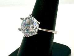Ladies White Gold Sparkling Near Flawless Ice White CZ Solitaire Ring