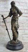Persian Princess With Sword Bronze Sculpture on Marble Base Figurine
