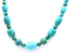 Turquoise beaded necklace with silver clasp
