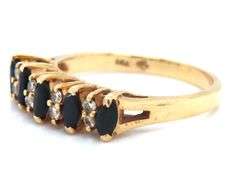 Tasteful 14K YG Ring with Marquise Sapphires & Diamonds