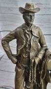 Cowboy with Rope Bronze Sculpture