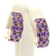 14kt Yellow gold amethyst double row oval earrings