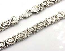 Heavy 11mm flat Byzantine link chain necklace
