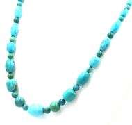 Turquoise beaded necklace with silver clasp