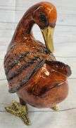 Standing Duck Brass Cold Painted Bird Sculpture