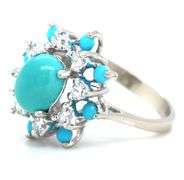 14kt White gold turquoise and diamond ring