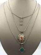 Group lot of 3 Vintage 925 sterling silver necklaces