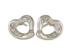 Tiffany & Co. Elsa Peretti 0.20ctw Diamond Open Heart Stud Earrings in Platinum