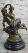 Nude Erotic Nymph with Satyr Bronze Sculpture