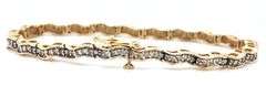 Nice 14K YG Wavy Link Diamond Bracelet