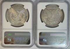Near Gem BU 1881-S & 1888 Morgan Silver Dollars. NGC MS64