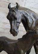 Mare And Foal Horse Bronze Sculpture