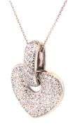 18kt White gold 1.50ctw pave diamond heart shaped pendant on chain