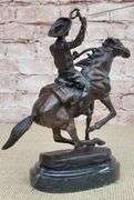 Cowboy on Horse Western Old West Bronze Sculpture
