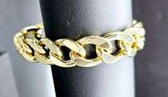 Huge 63.5 Gram Yellow Gold Plate Curb Link Bracelet