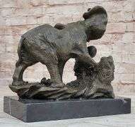 Elephant with Baby Wildlife Bronze Sculpture