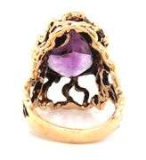 Bold Brutalist 14K YG Amethyst Ring