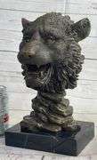 Royal Lion Head Bronze Statue