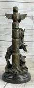 Legend Indian Chief with Wolf and Eagle Bronze Sculpture