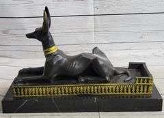 Win Holder Egyptian Anubis Jackal Bronze Sculpture