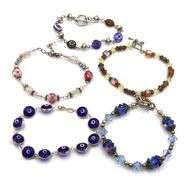 Group lot of 5 Vintage 925 sterling silver beaded bracelets