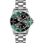 Invicta Pro Diver Men's Quartz Watch – Black Dial, Green Rotating Bezel, Stainless Steel Bracelet